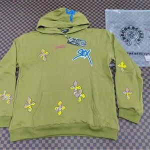 Chrome Hearts Olive Hoodie with Colorful Crosses All sizes